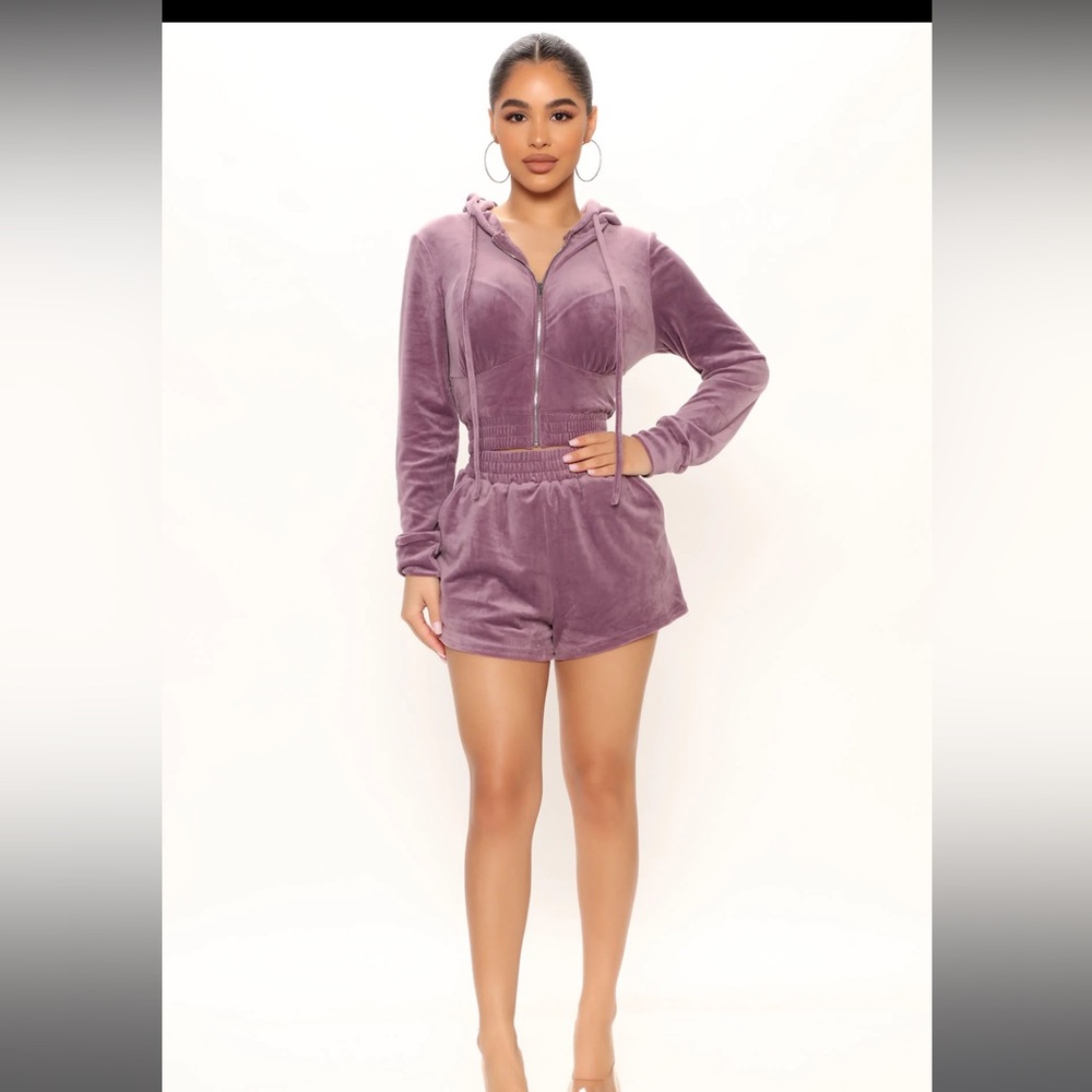 Good Times Only Velour Short Set - Purple